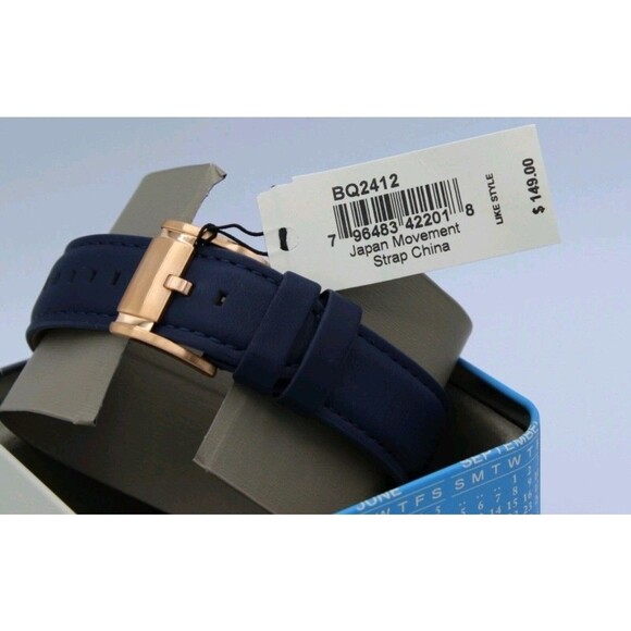 AUTHENTIC FOSSIL FENMORE MIDSIZE CHRONOGRAPH ROSE GOLD BLUE BQ2412 MEN WATCH - Picture 6 of 6